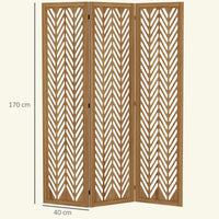 Paravent 3 Panneaux Bois Paulownia Ajouré Chevrons Miel 120 x 170 cm