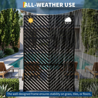 Paravent extérieur acier noir chevrons diagonaux autoportant, pour un balcon