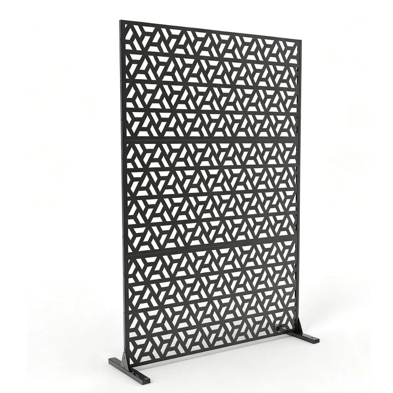 Paravent Extérieur Métal Ajouré Triangles Croix Noir ou Blanc 119 x 183 cm