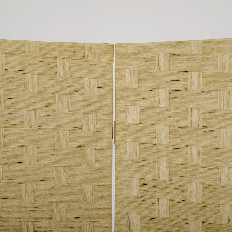 Paravent 4 Panneaux Tressé Naturel Cadre Bois 159,5 x 169,5 cm