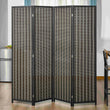 Paravent 4 Panneaux Bambou Tressé Noir Cadre Bois de Pin 180 x 180 cm