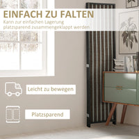 Paravent 4 Panneaux Bambou Tressé Noir Cadre Bois de Pin 180 x 180 cm