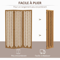 Paravent 3 Panneaux Bois Paulownia Ajouré Chevrons Miel 120 x 170 cm