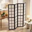 Paravent Japonais 4 Panneaux Bois Noir 160 x 170 cm