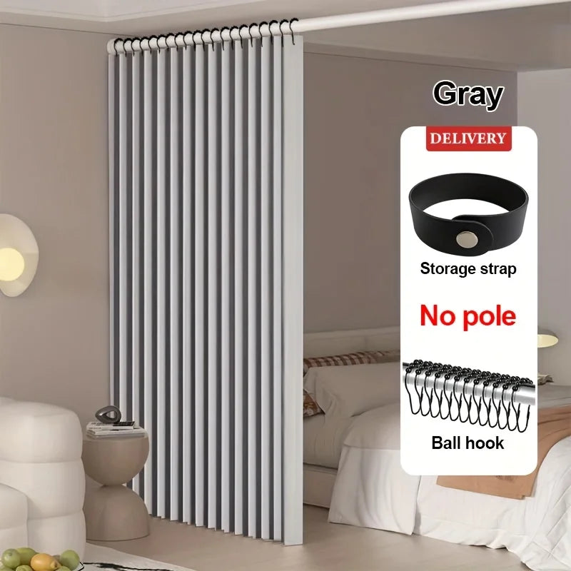 Rideau Séparateur Uni Polyester Blanc Noir Gris Bleu 180 à 260 cm