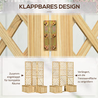Paravent extérieur treillis bois 3 panneaux avec 4 jardinières, pour un balcon