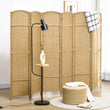 Paravent 6 Panneaux Tressé Polypropylène Naturel Cadre Bois de Pin 240 x 170 cm