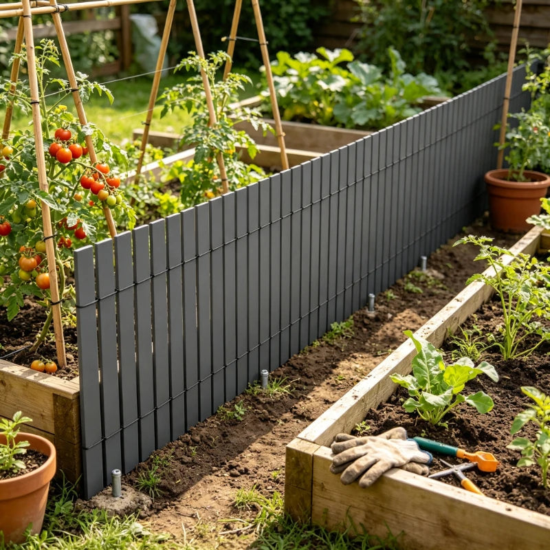 Brise-vue jardin PVC double face gris