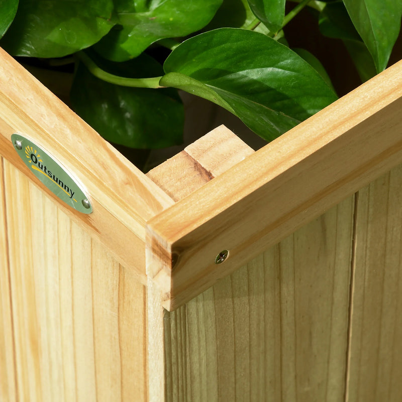 Paravent extérieur treillis bois 3 panneaux avec 4 jardinières, pour un coin repas en plein air