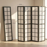 Paravent Japonais 4 Panneaux Bois Noir 160 x 170 cm