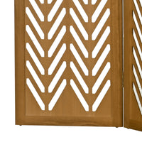Paravent 3 Panneaux Bois Paulownia Ajouré Chevrons Miel 120 x 170 cm