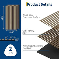 Panneau Acoustique Bois Finition Noyer 120 x 30 ou 120 x 60 cm