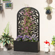 Jardinière Métal avec Treillis Feuilles Arqué Noir 61 x 113 cm