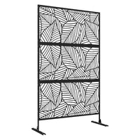 Paravent extérieur métal noir feuilles tropicales, pour un jardin