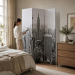 Paravent 3 Panneaux Imprimé New York Noir et Blanc 120 x 170 cm