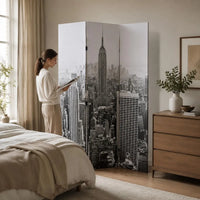 Paravent 3 Panneaux Imprimé New York Noir et Blanc 120 x 170 cm