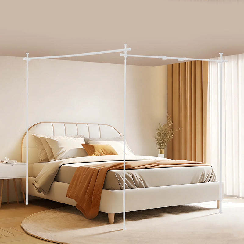 Support de rideau séparateur de pièce sans perçage blanc, pour séparer une pièce