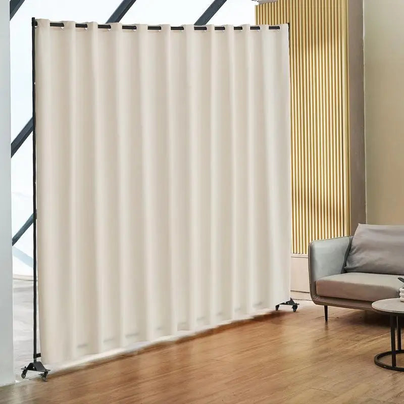 Cloison Amovible Tissu Beige sur Roulettes 308,5 x 245,5 cm