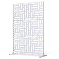 Paravent Extérieur Métal Blanc Motif Géométrique Autoportant 120 x 193 cm