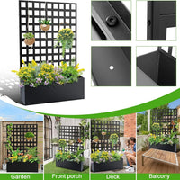Paravent extérieur métal grille carrée bac surélevé noir, pour décorer un extérieur