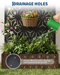 Paravent extérieur jardinière acier noir 4 motifs ajourés, pour une terrasse