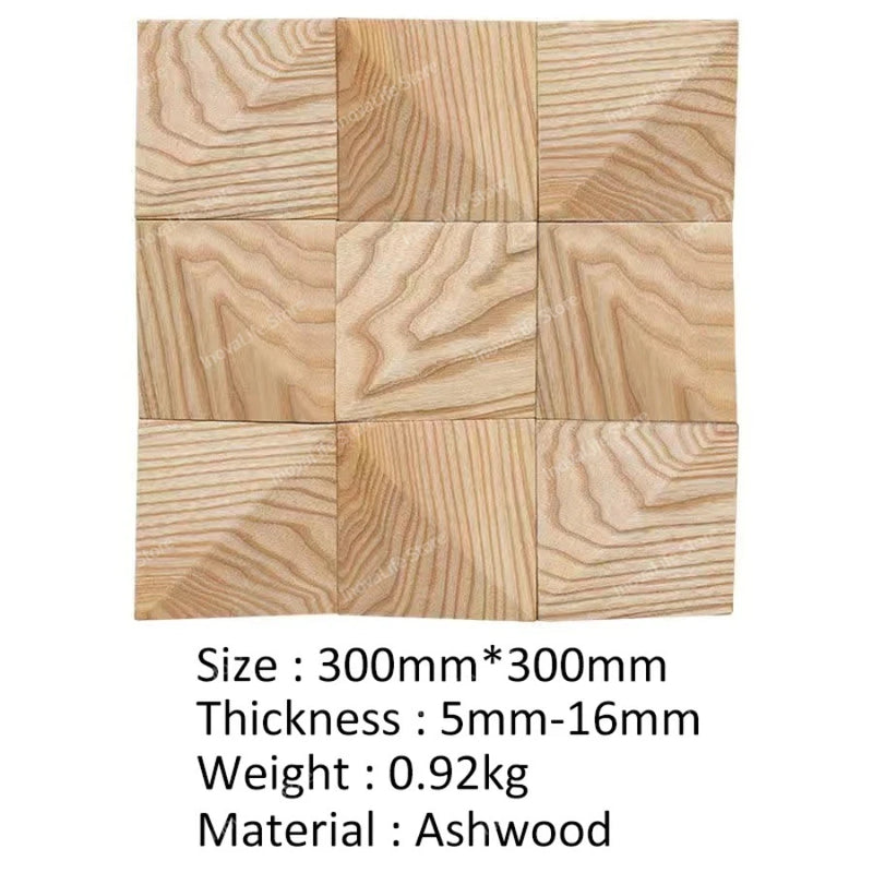 Panneau Acoustique Mural 3D Pyramides Bois Massif 30 x 30 cm