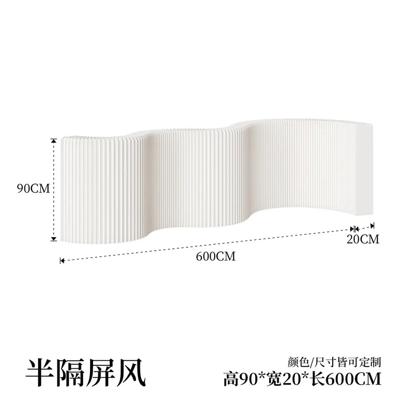 Paravent accordéon extensible blanc, hauteur 90 cm, longueur 6 m