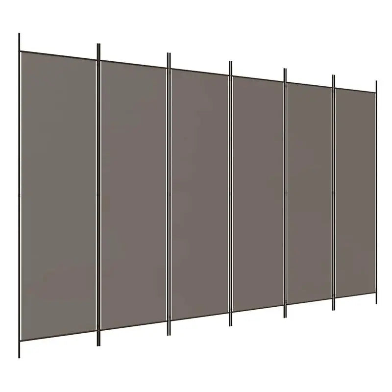 Paravent 6 panneaux tissu anthracite cadre fer