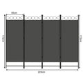 Paravent 3 ou 4 Panneaux Métal et Polyester Gris Foncé 172 cm