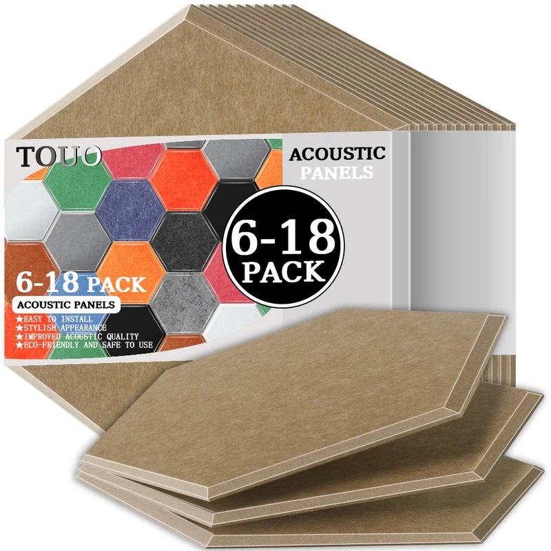 Panneau Acoustique Mural Hexagonal Polyester 6 à 18 Pièces 0,8 cm