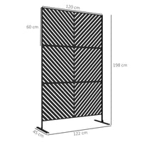 Paravent Extérieur Métal Ajouré Motif Chevrons Noir 122 x 198 cm