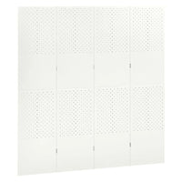 Paravent 4 Panneaux Acier Blanc Perforé 160 x 180 cm