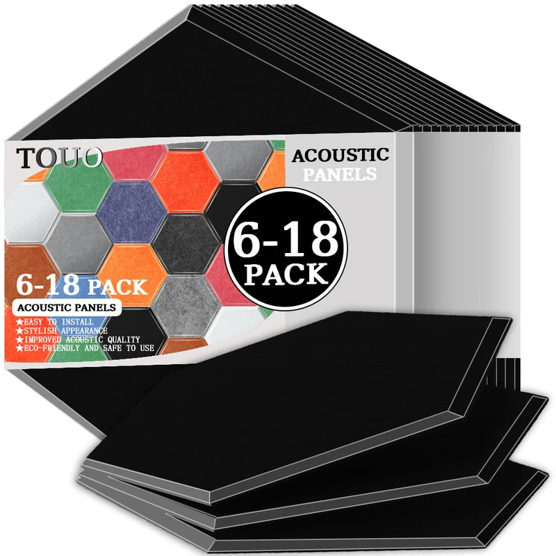 Panneau Acoustique Mural Hexagonal Polyester 6 à 18 Pièces 0,8 cm