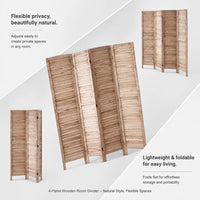 Paravent Persiennes 4 Panneaux Paulownia Naturel 162 x 170 cm