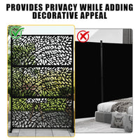 Paravent extérieur métal noir mat feuilles ou mosaïque, pour un jardin, dimensions 120 x 188 cm