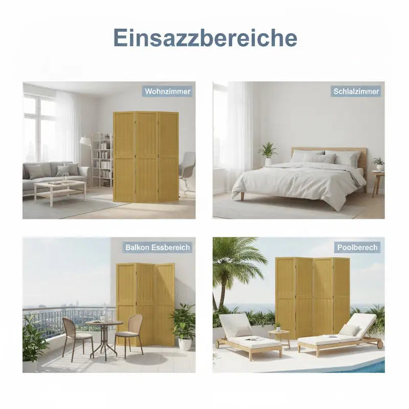 Paravent 4 Panneaux Lattes de Bambou Cadre Paulownia Brun 160 x 170 cm