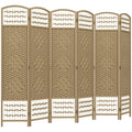 Paravent 6 Panneaux Bambou Fibres de Papier Naturel 240 x 170 cm