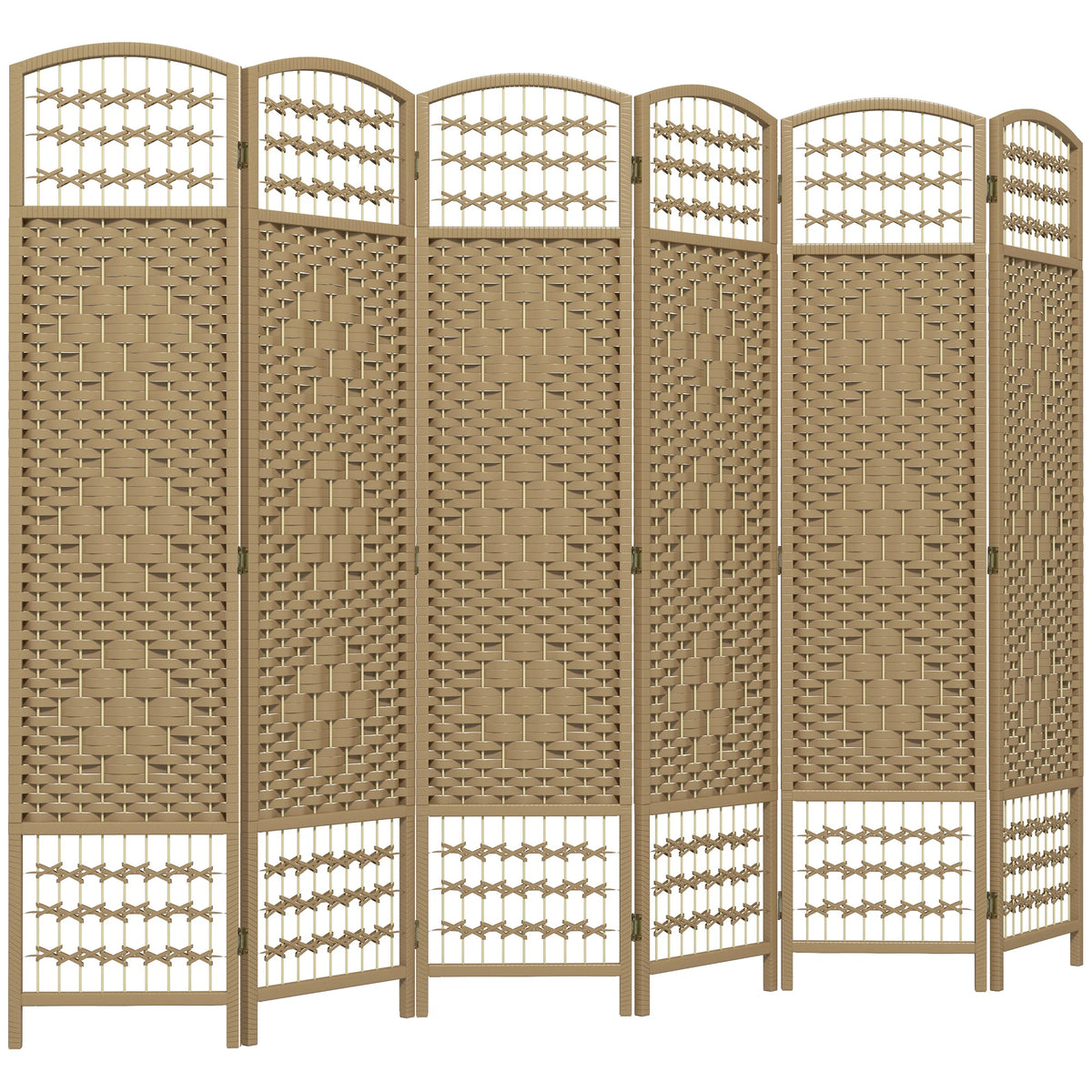 Paravent 6 Panneaux Bambou Fibres de Papier Naturel 240 x 170 cm