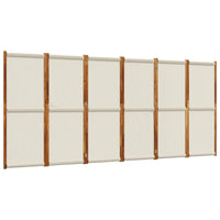 Paravent 6 panneaux acacia toile écru, pour séparer une pièce