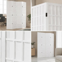 Paravent 4 panneaux treillis blanc bois de paulownia, pour une chambre
