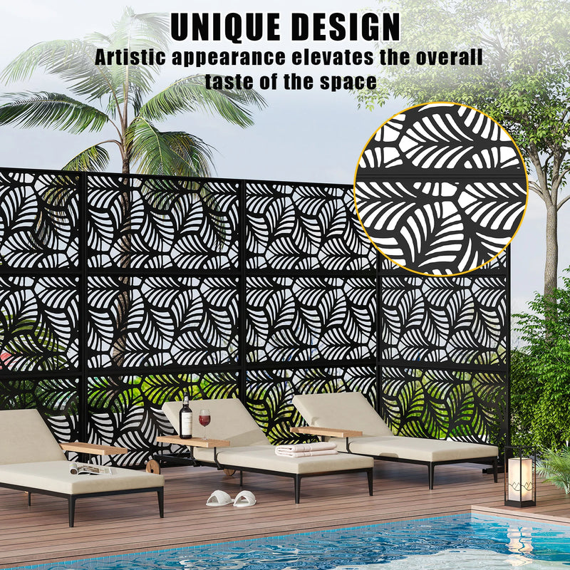Paravent extérieur métal noir 5 motifs au choix, pour décorer un extérieur