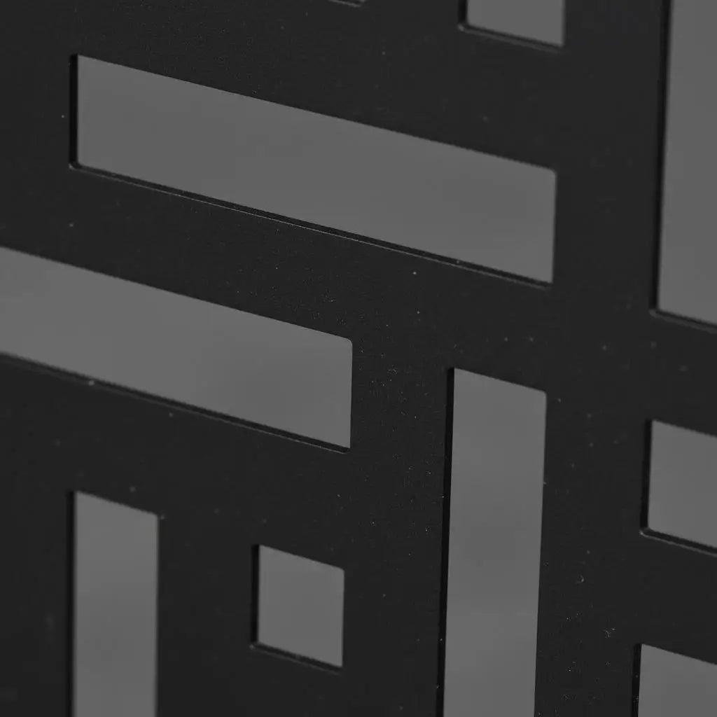 Paravent Extérieur Métal Noir Motif Géométrique Autoportant 120 x 193 cm