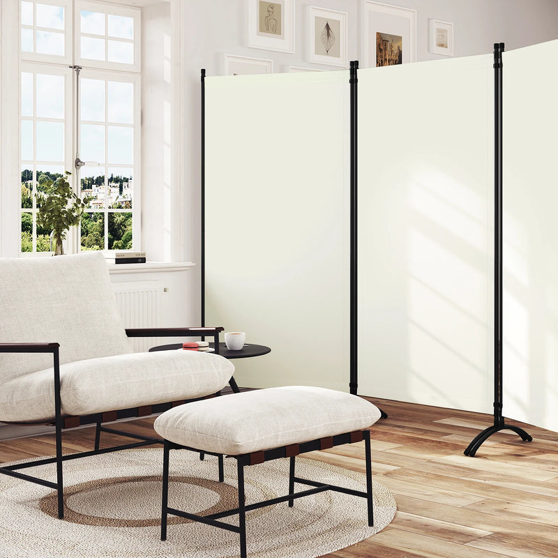Paravent Extérieur 3 Panneaux Polyester Gris ou Crème 255 x 181 cm