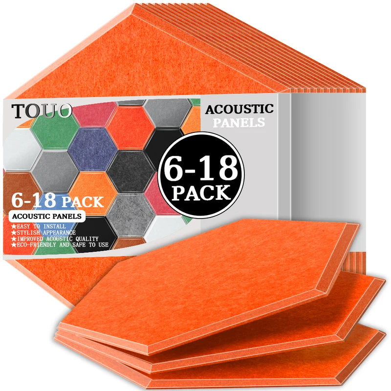 Panneau Acoustique Mural Hexagonal Polyester 6 à 18 Pièces 0,8 cm
