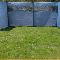 Paravent de plage coupe-vent gris avec fenêtre transparente, pour le camping
