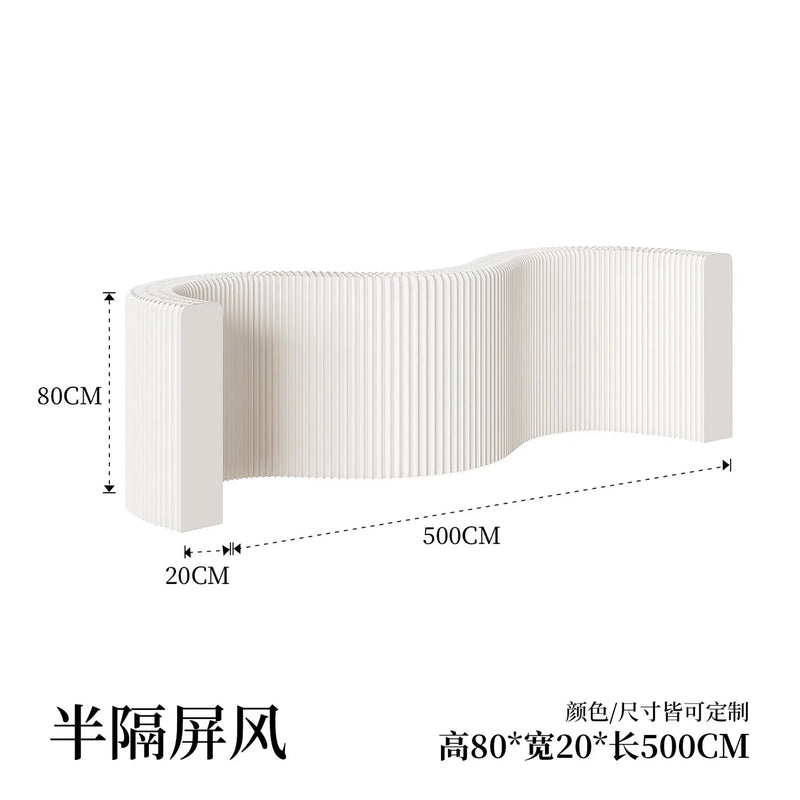 Paravent accordéon extensible blanc, hauteur 80 cm, longueur 5 m