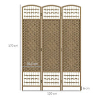 Paravent 3 panneaux fibres de papier tressées cadre bois naturel, pour séparer une pièce