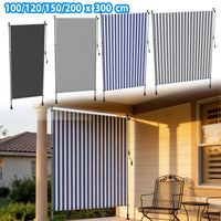 Paravent Rétractable Vertical Balcon Polyester Gris ou Rayé 100 à 200 cm