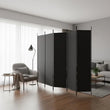 Paravent 6 Panneaux Tissu Noir Cadre Fer 300 x 200 cm