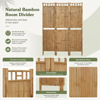Paravent 3 panneaux bambou naturel, pour une chambre